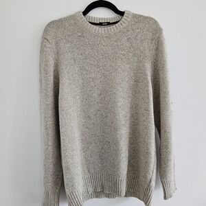 Alpaca Blend Marled Beige And Gray Crewneck Sweater